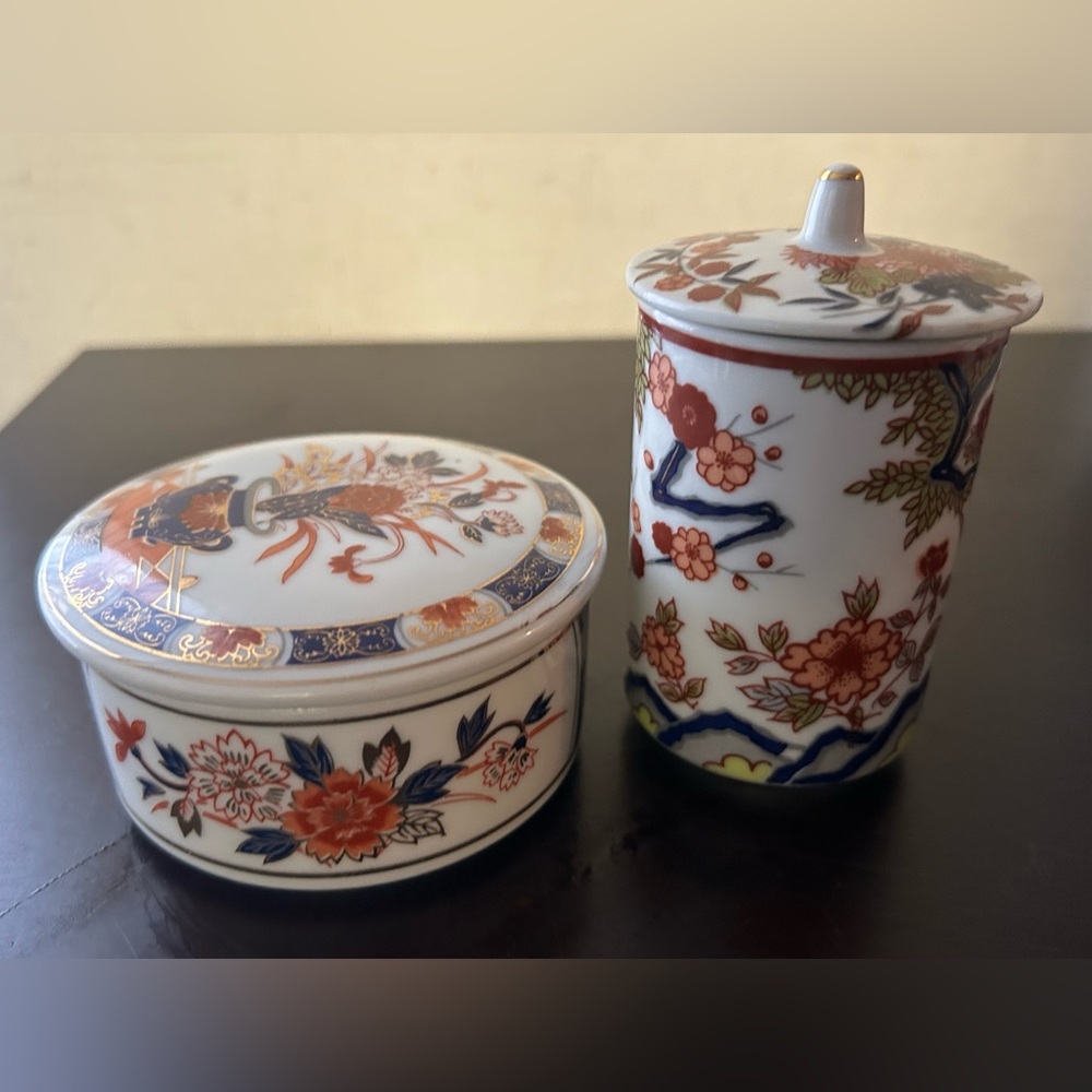 Vintage Imari Japanese Covered Trinket Dish & spice jar By Asahi Sato Gordon